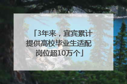 3年来，宜宾累计提供高校毕业生适配岗位超10万个