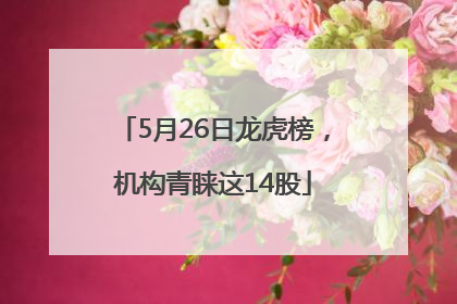 5月26日龙虎榜，机构青睐这14股